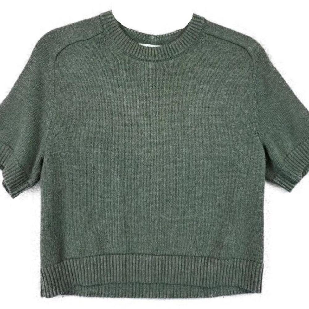 Abercrombie & Fitch A&F Madeline Olive Sage Green SS Crew Sweater S $65
